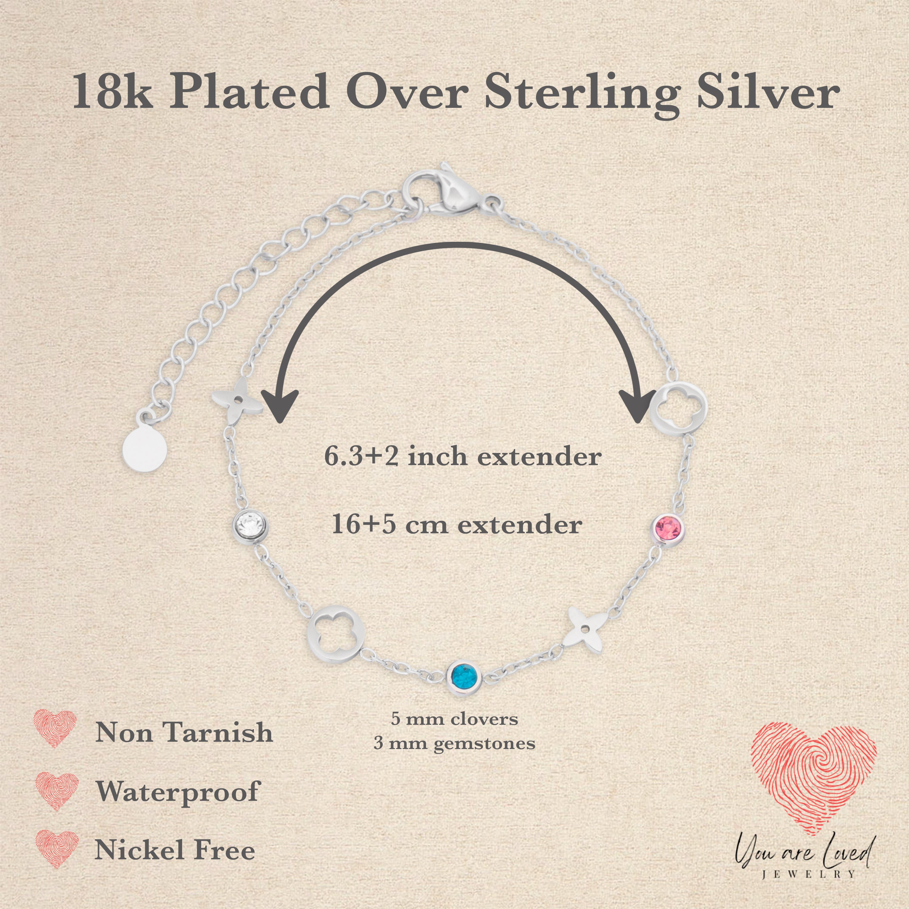 Love's Clover Silver or Gold Bracelet