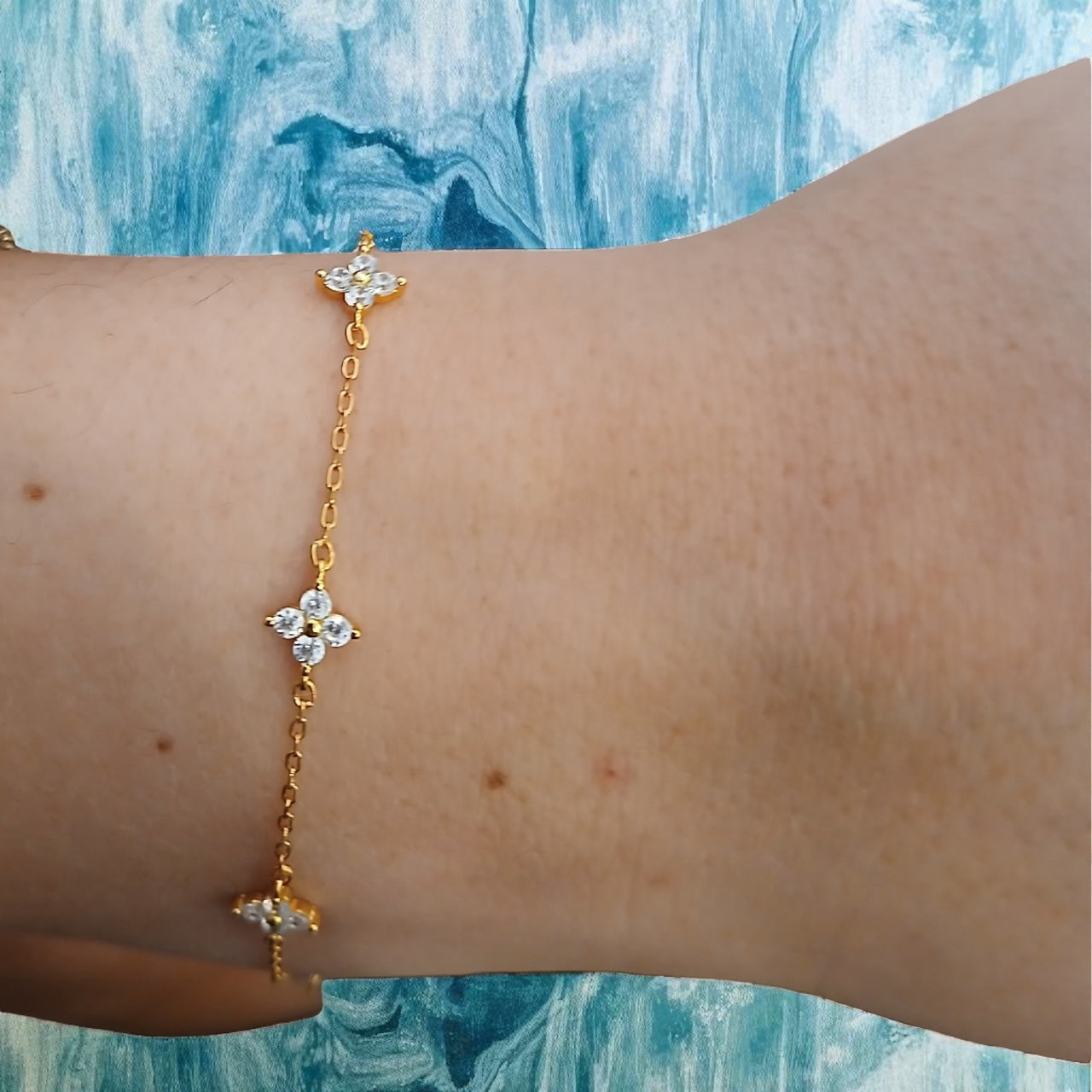 Delicate Flower Gemstone Bracelet