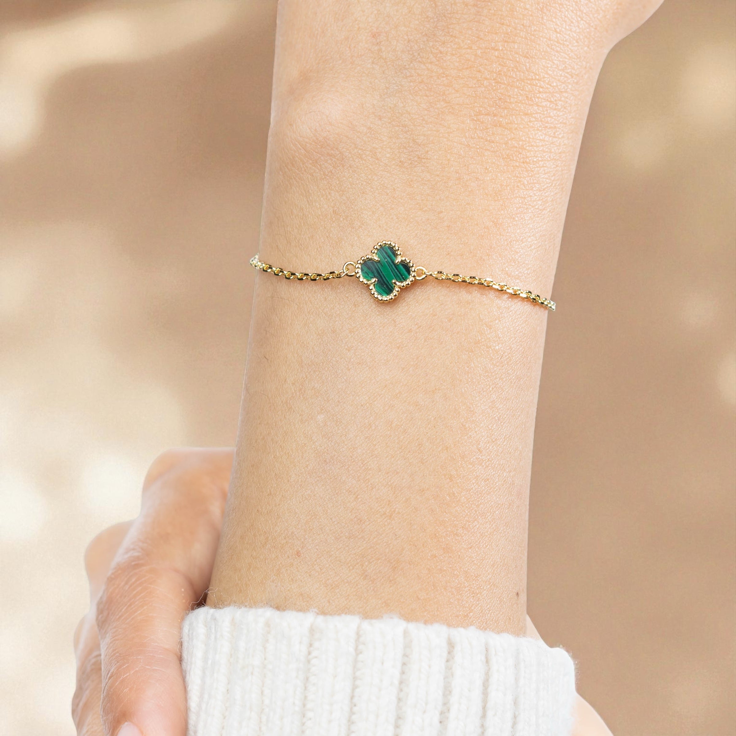 Green, Pink, Black or White Clover Bracelet