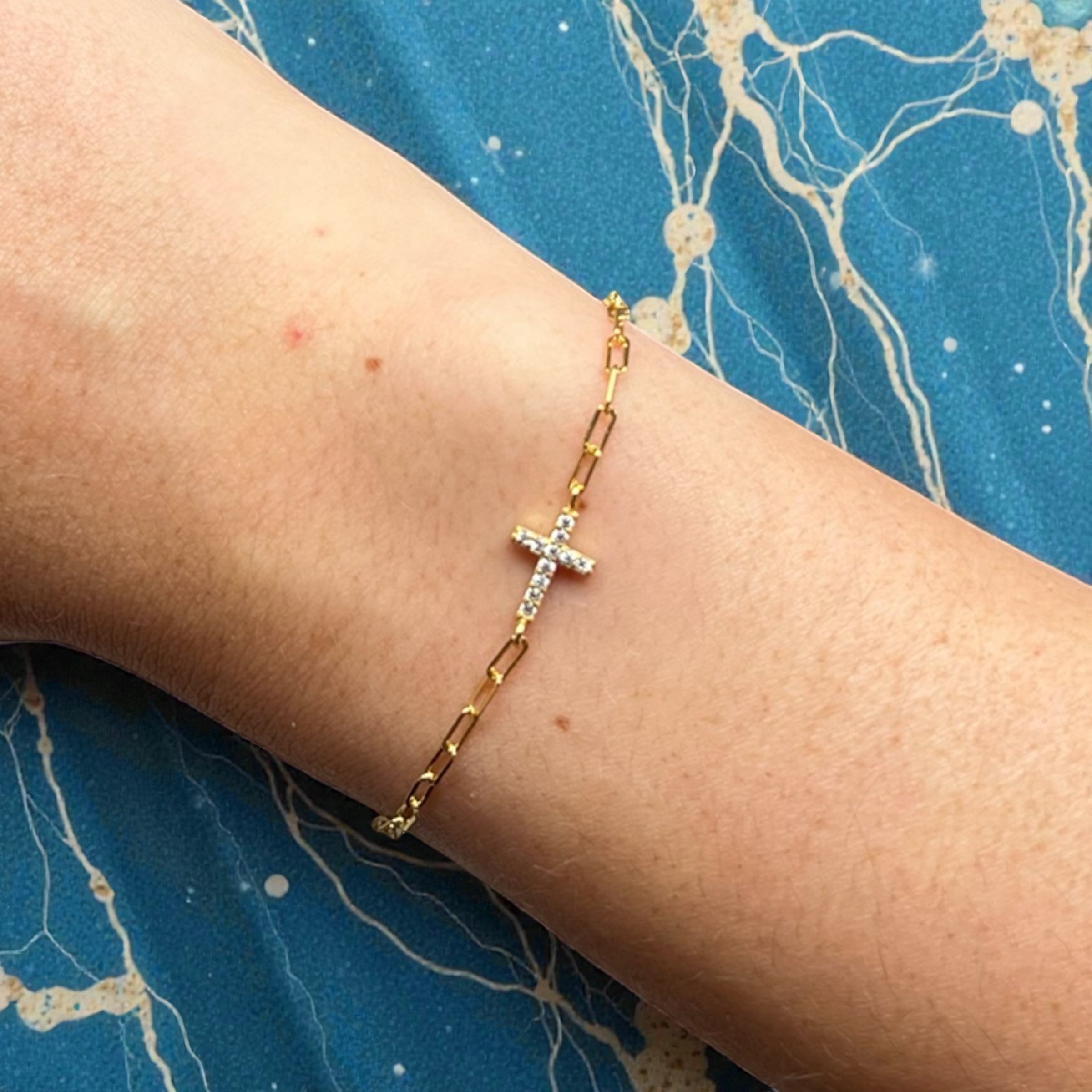 Bridal Faith Link Cross Bracelet Gold | Silver