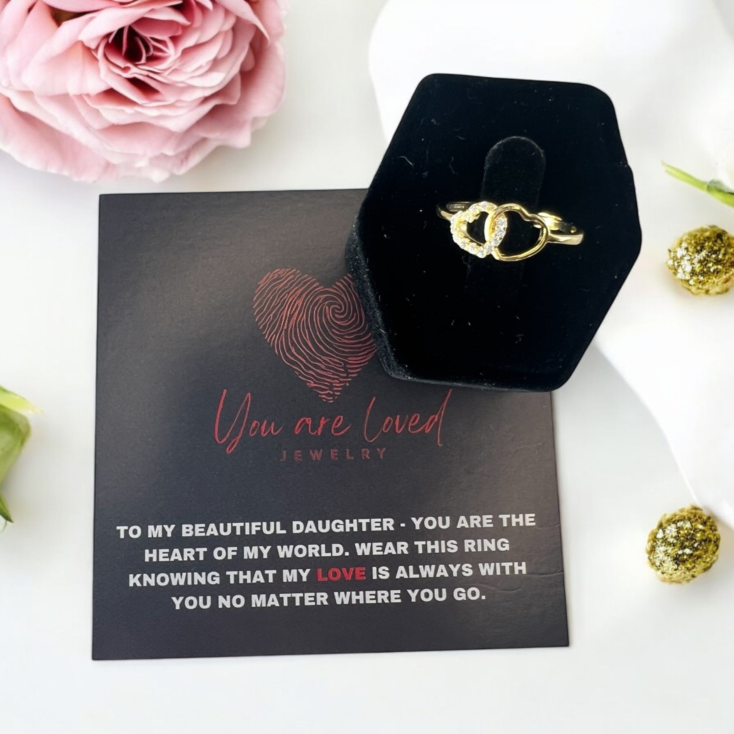 Double Heart Ring in Gold or Silver