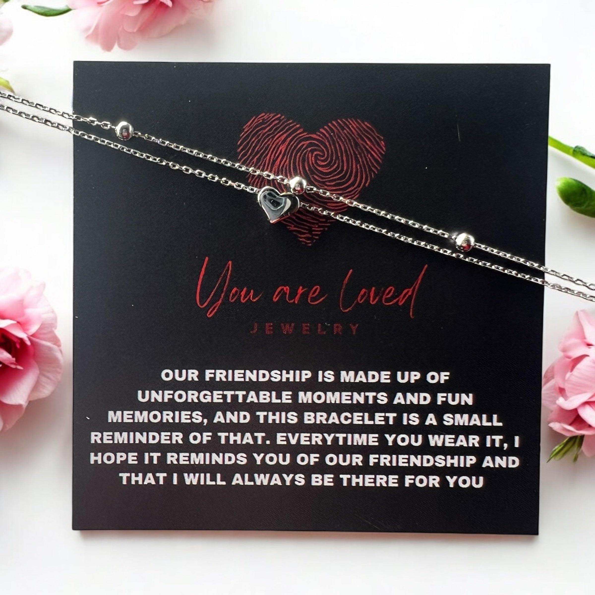 Double Chain Heart Bracelet in Silver