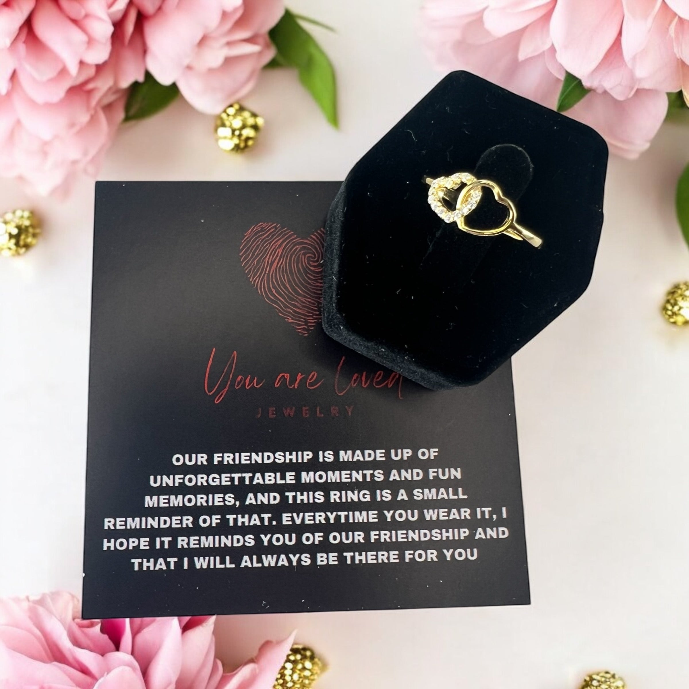 Double Heart Ring in Gold or Silver