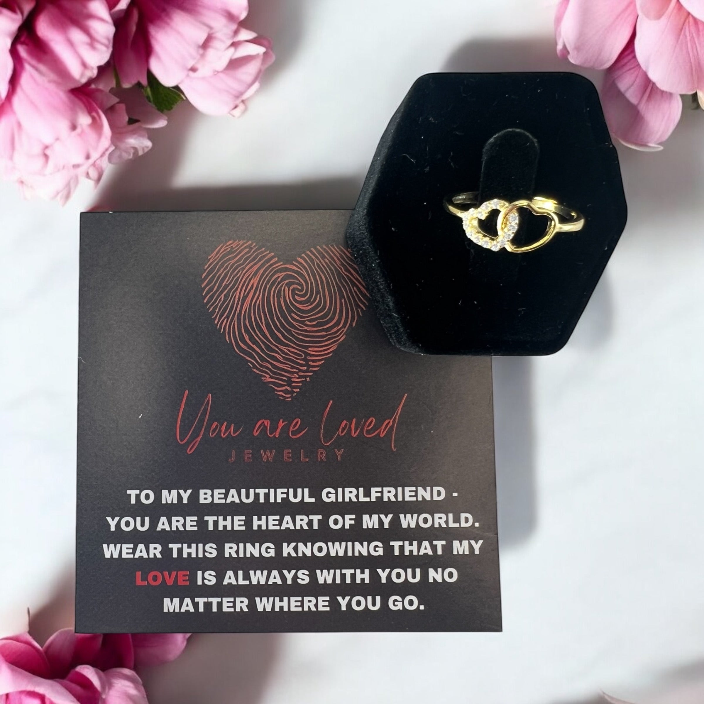 Double Heart Ring in Gold or Silver