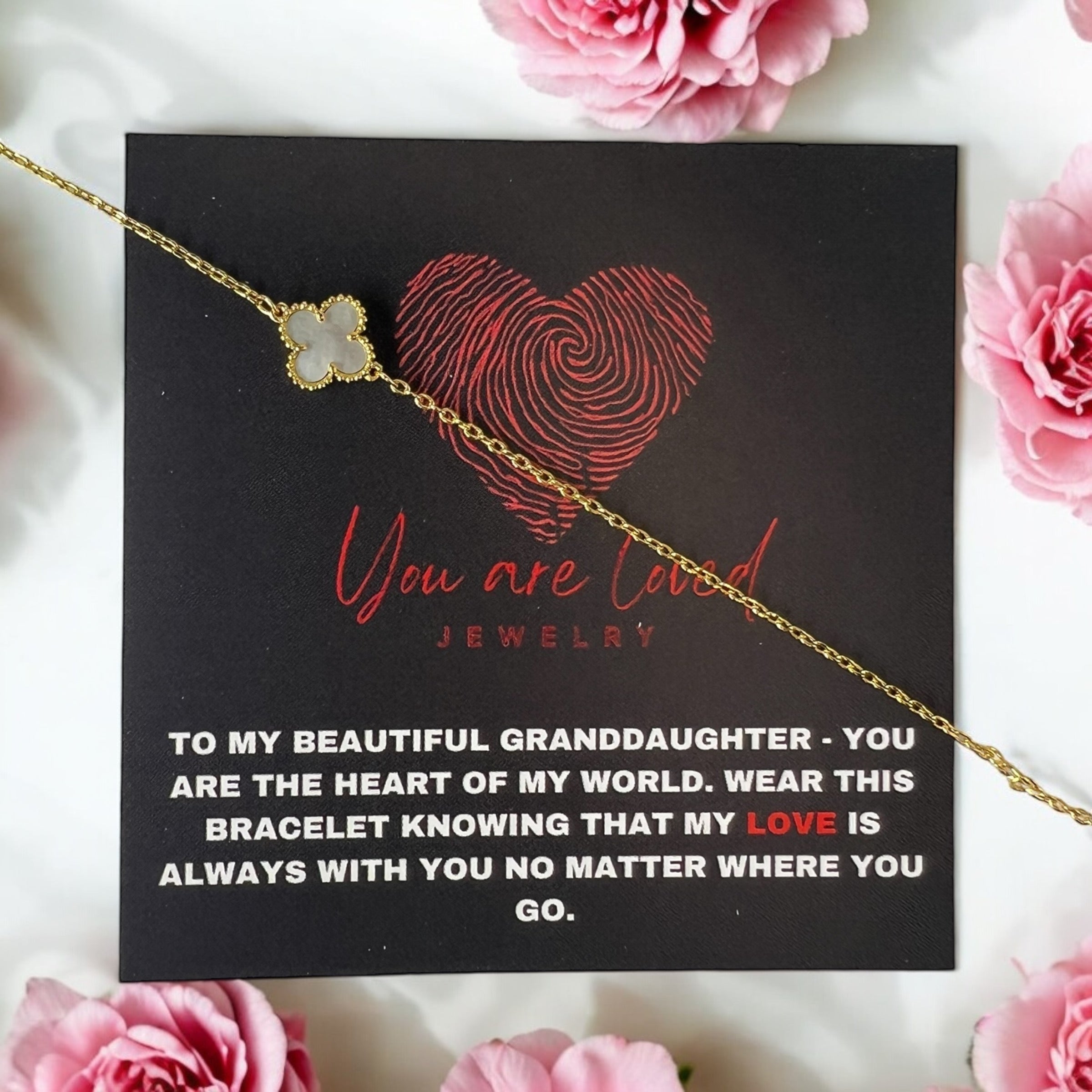 Green, Pink, Black or White Clover Bracelet