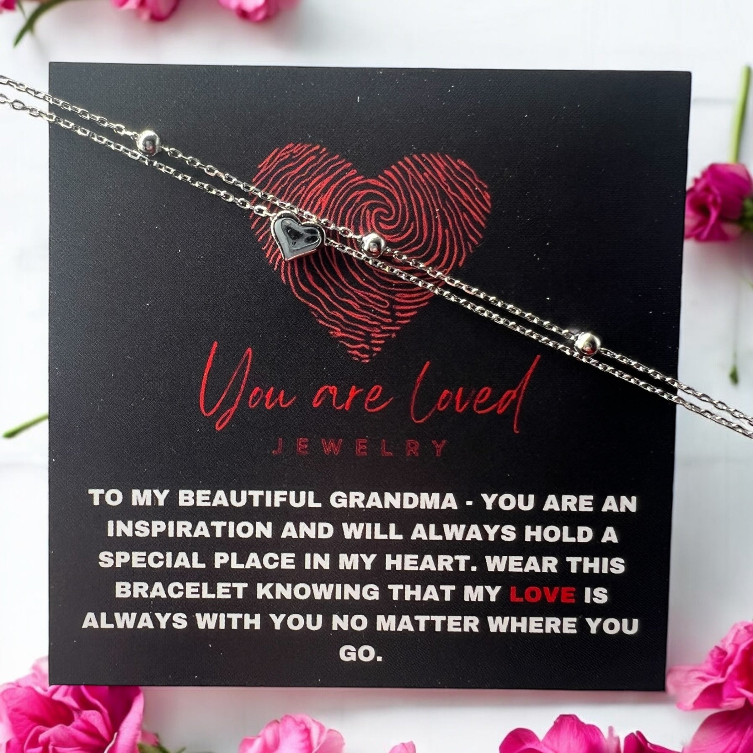 Double Chain Heart Bracelet in Silver