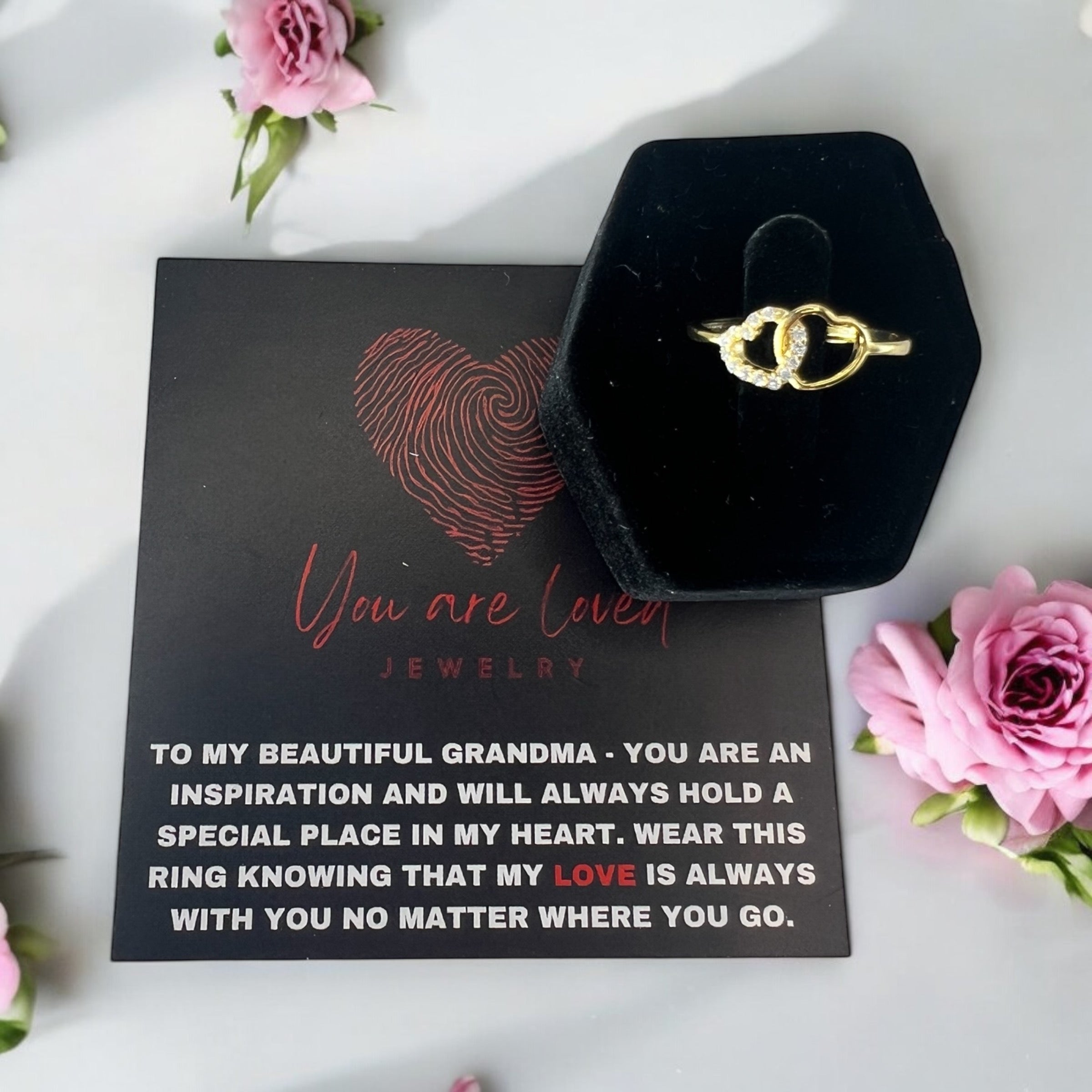 Double Heart Ring in Gold or Silver