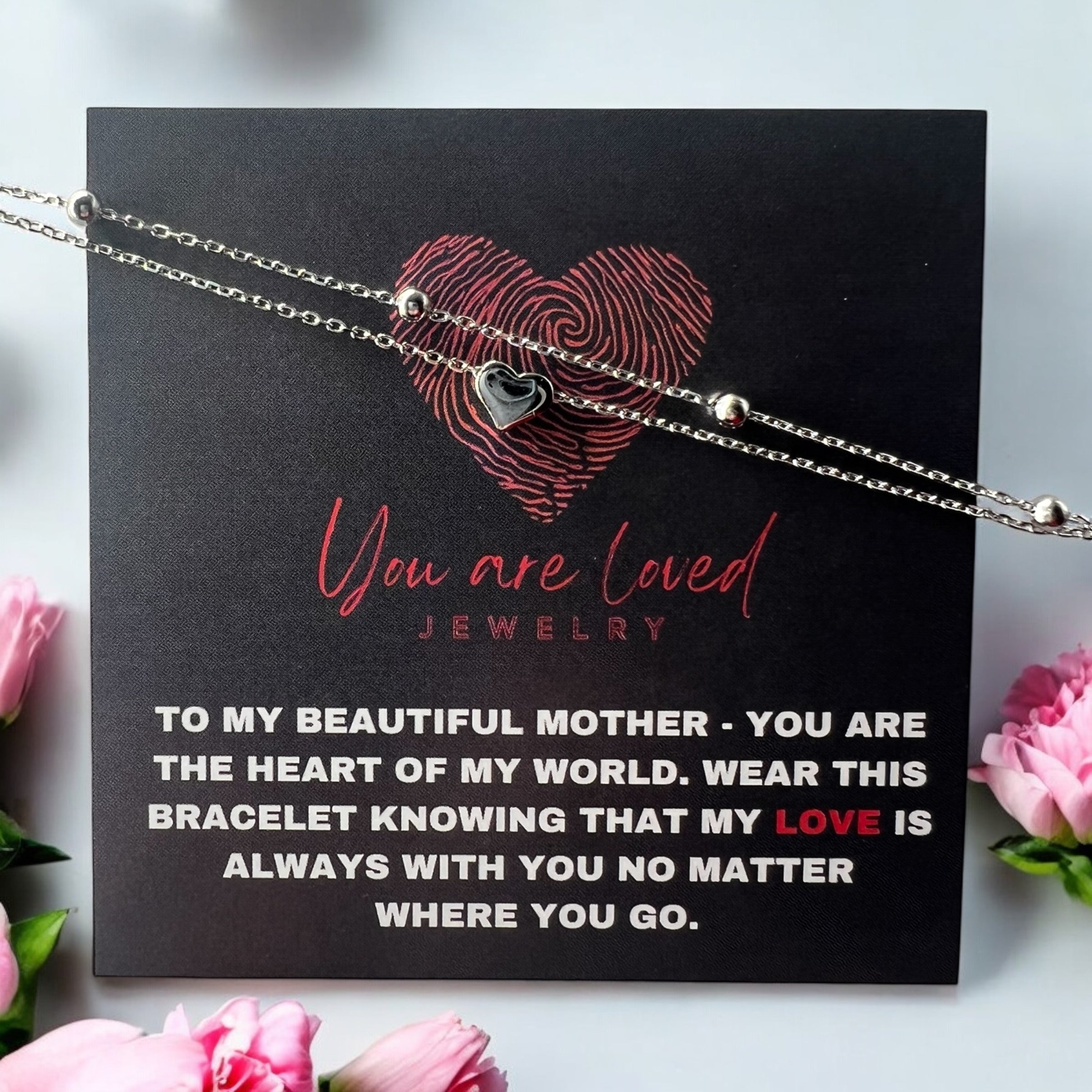 Double Chain Heart Bracelet in Silver
