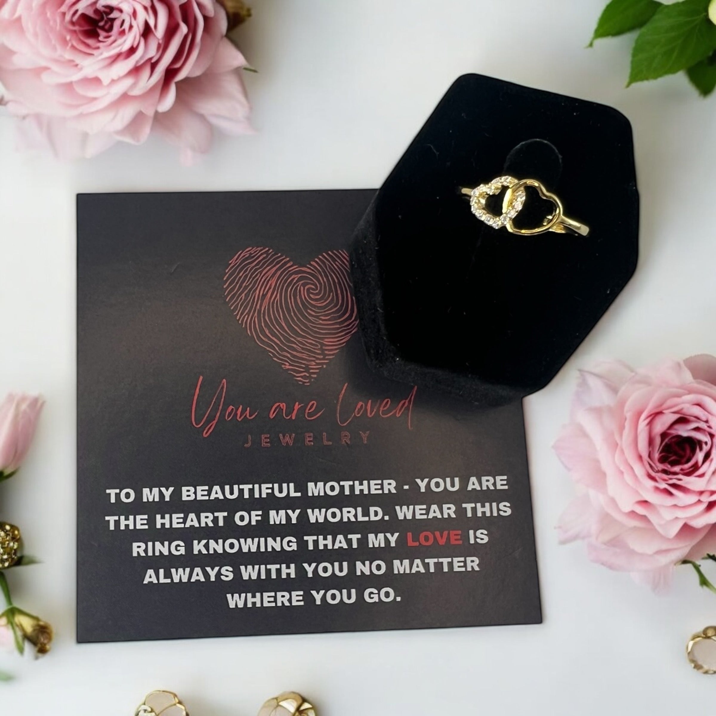 Double Heart Ring in Gold or Silver