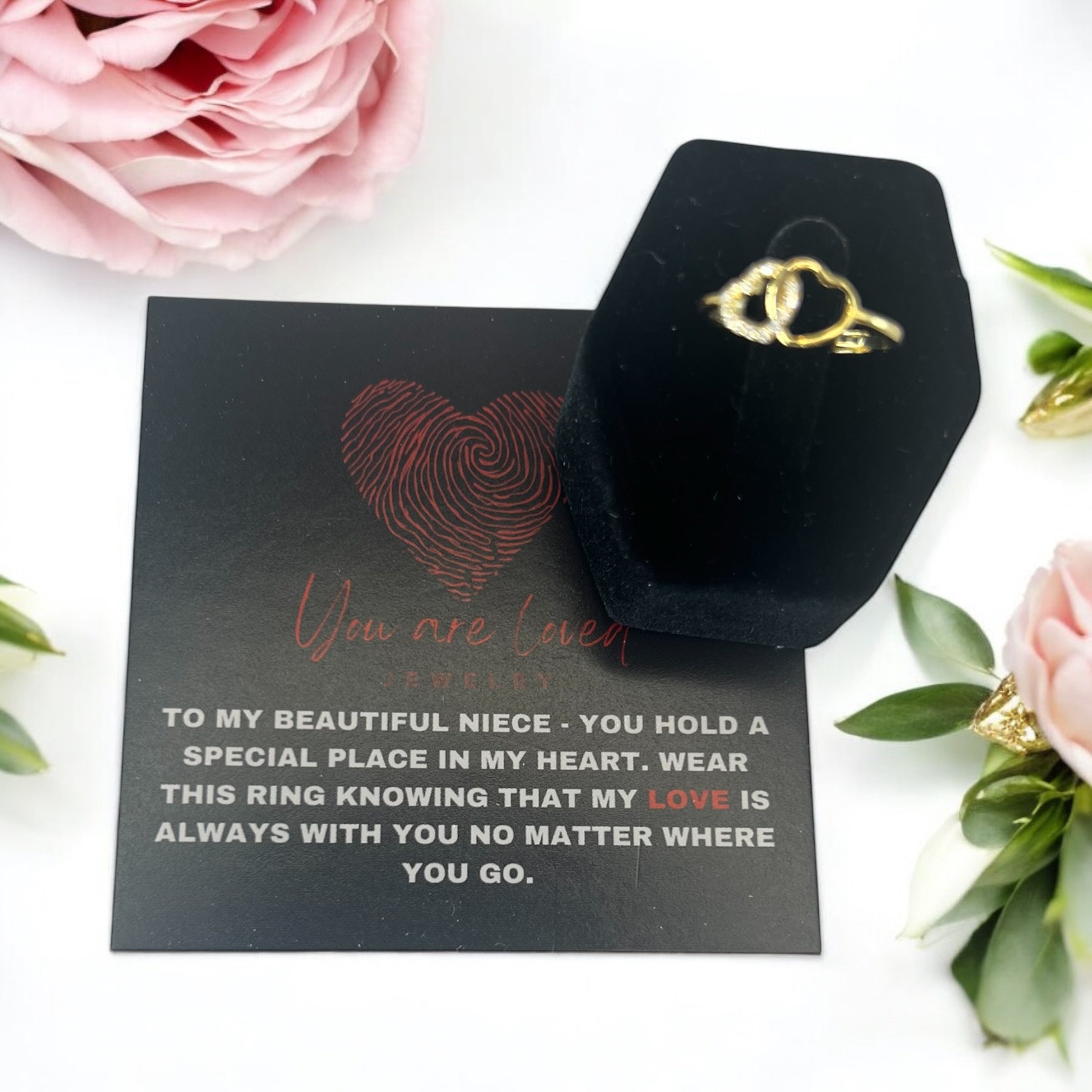 Double Heart Ring in Gold or Silver