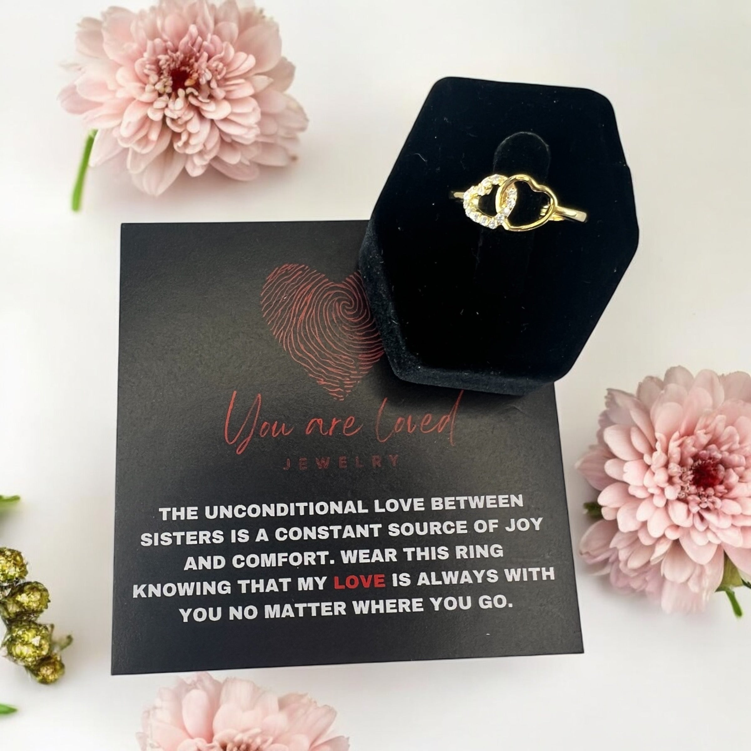 Double Heart Ring in Gold or Silver