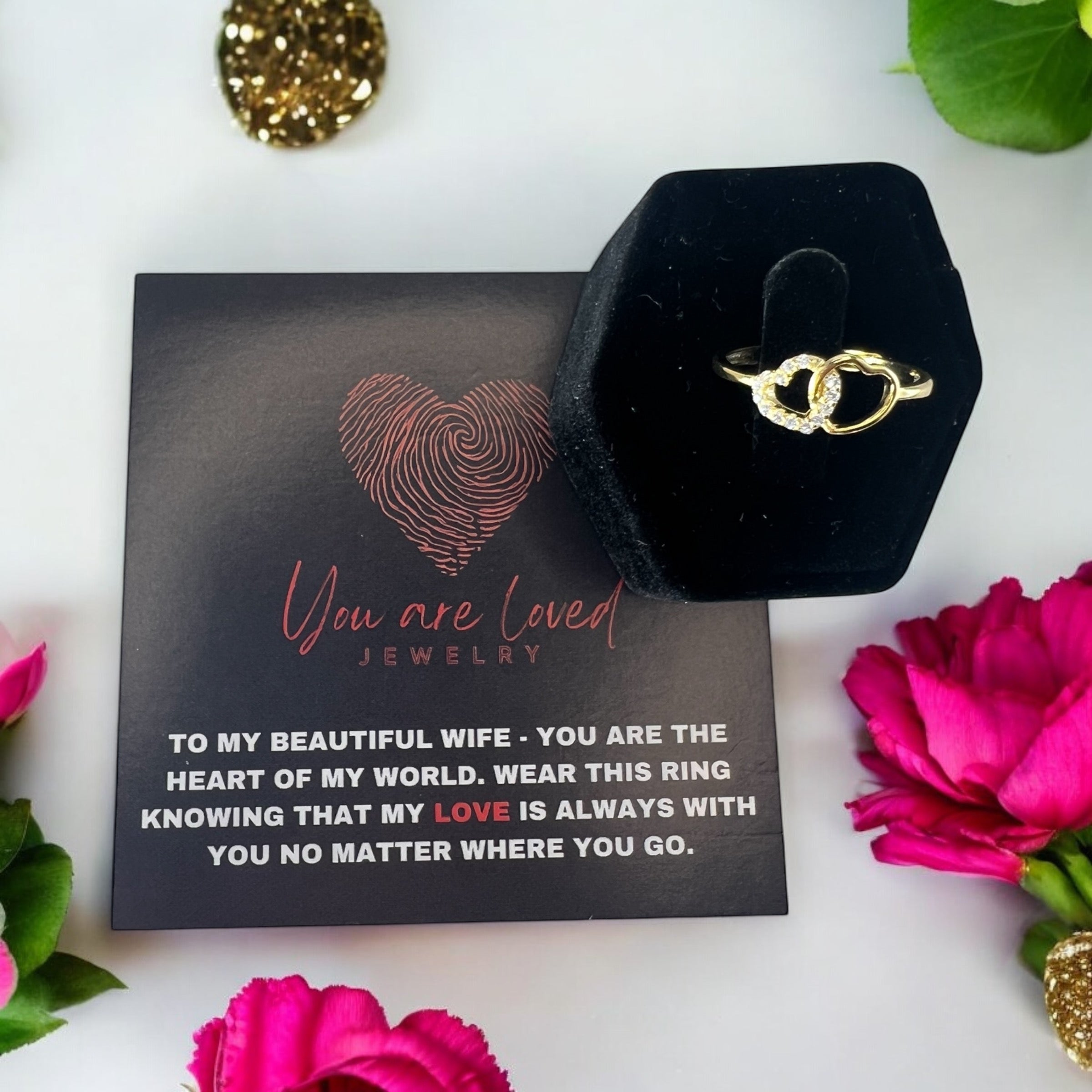 Double Heart Ring in Gold or Silver