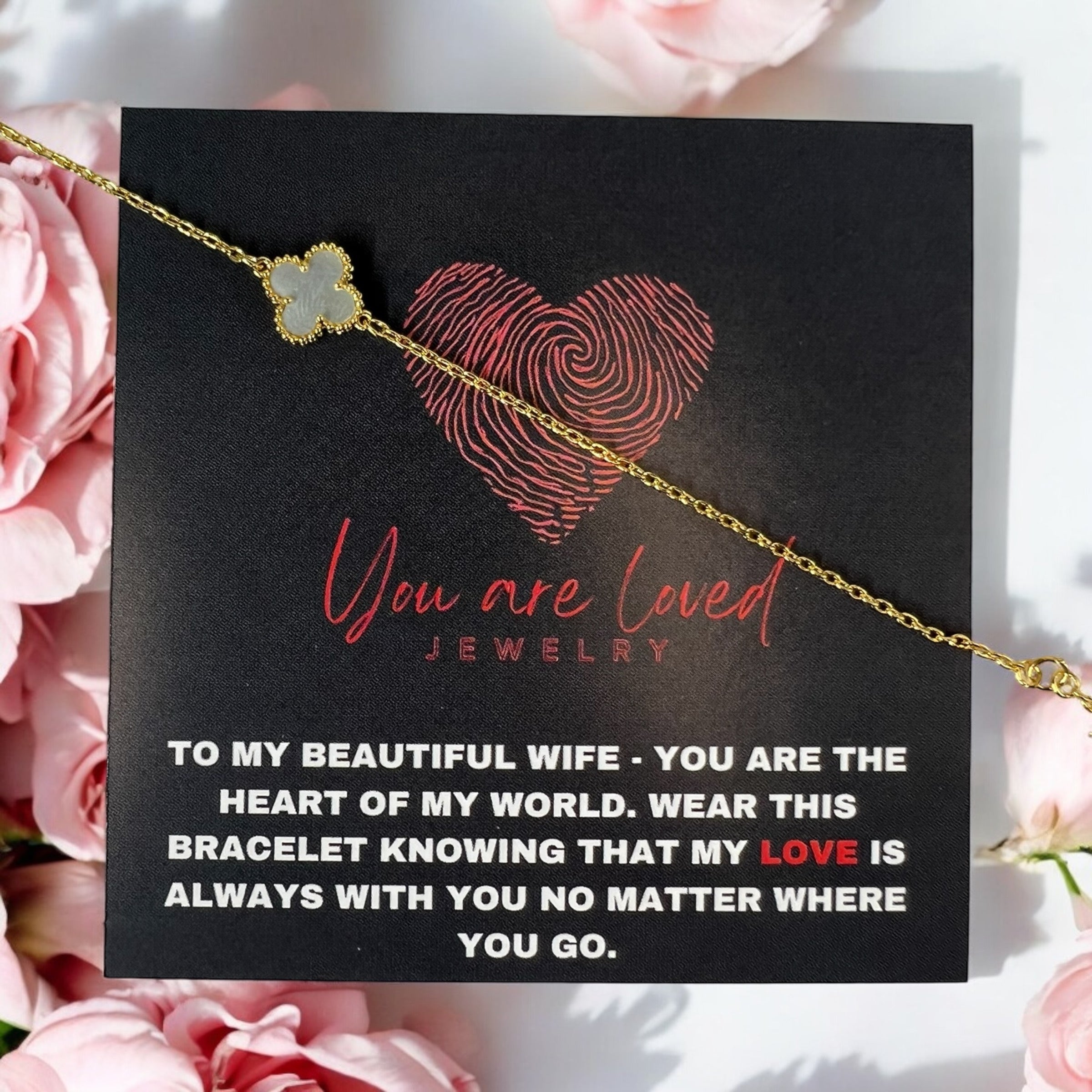 Green, Pink, Black or White Clover Bracelet