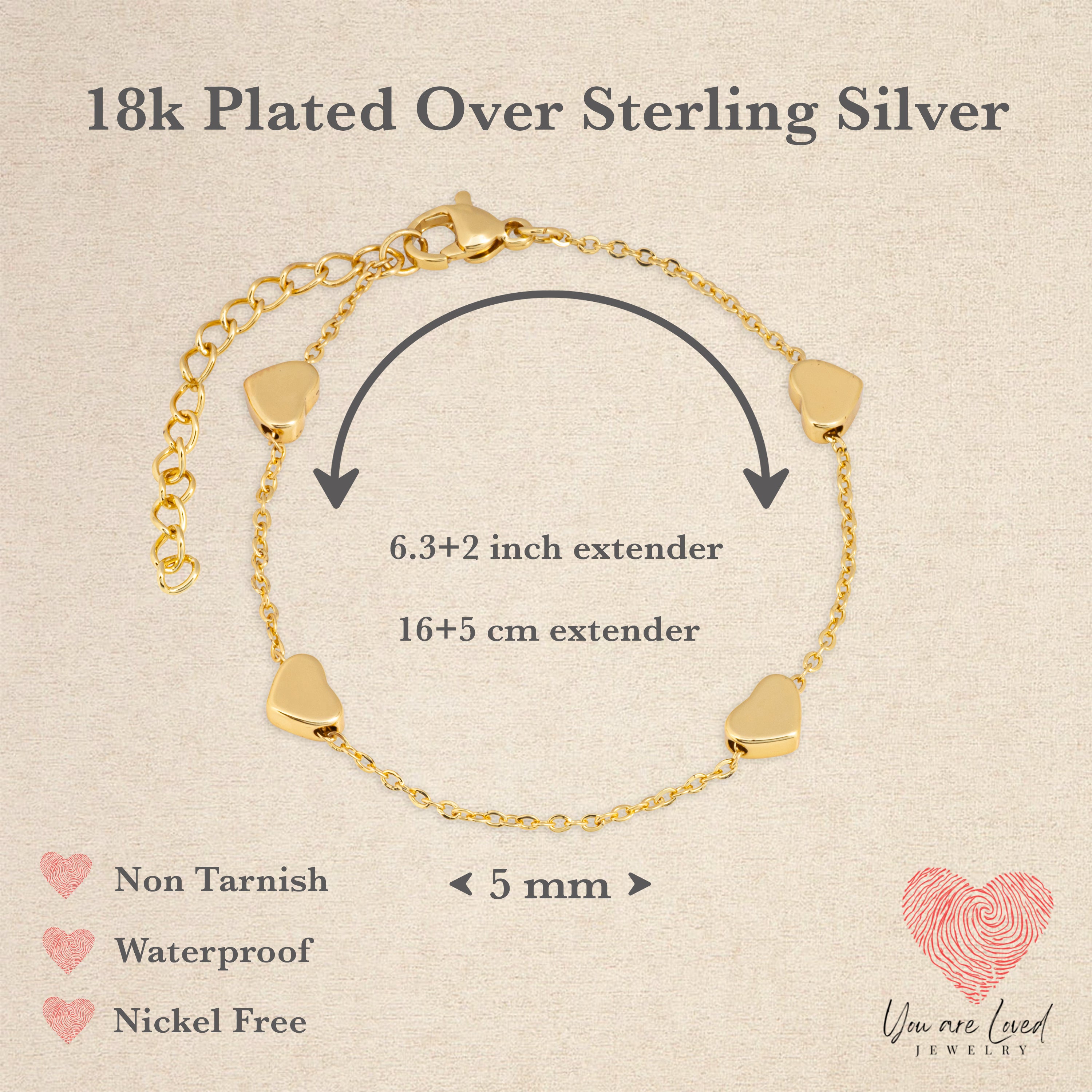 infographic showing that our bridesmaid gift jewelry is adjustable to fit any size wrist