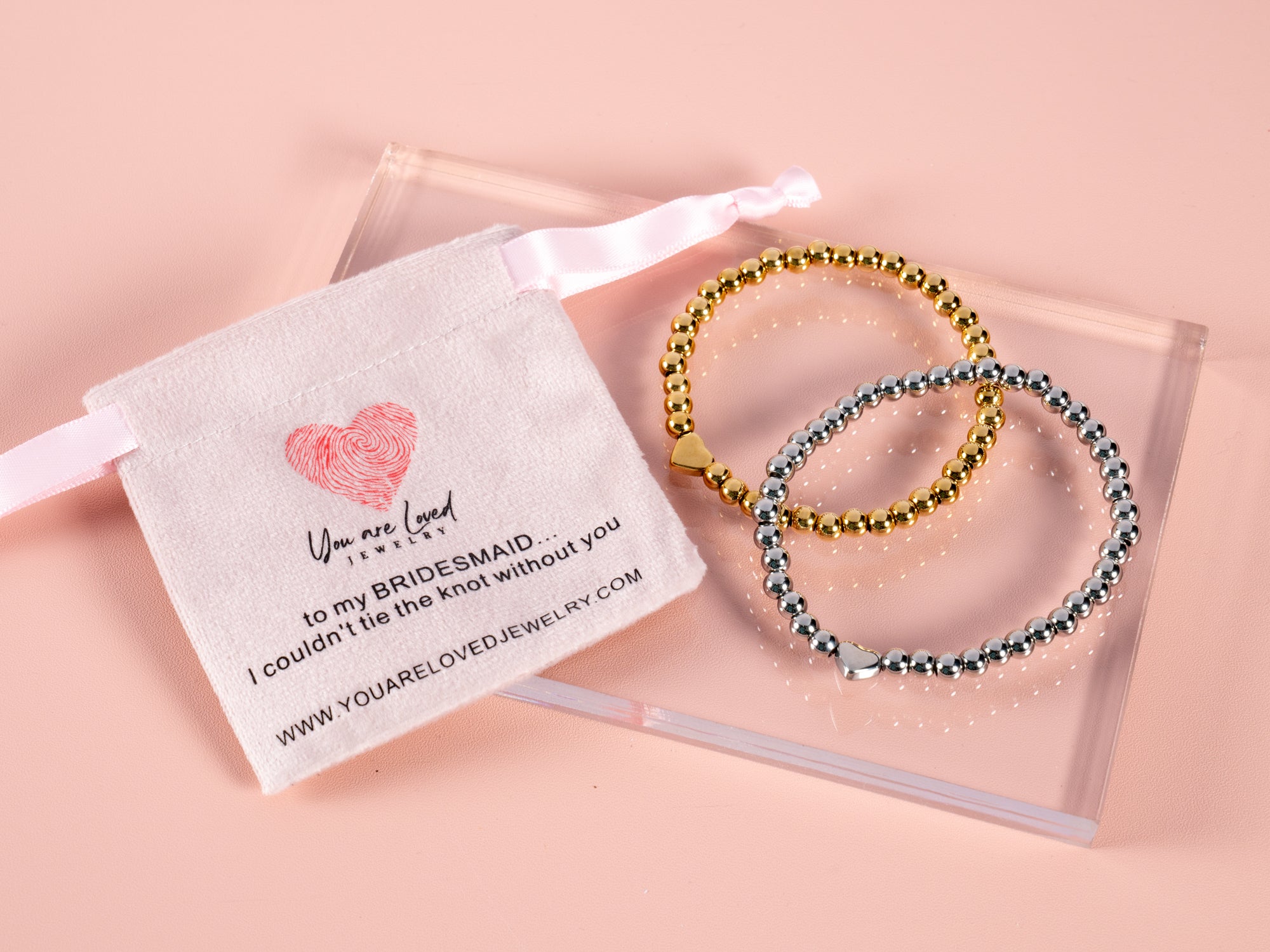 Bridesmaid Stretch Heart Bracelets