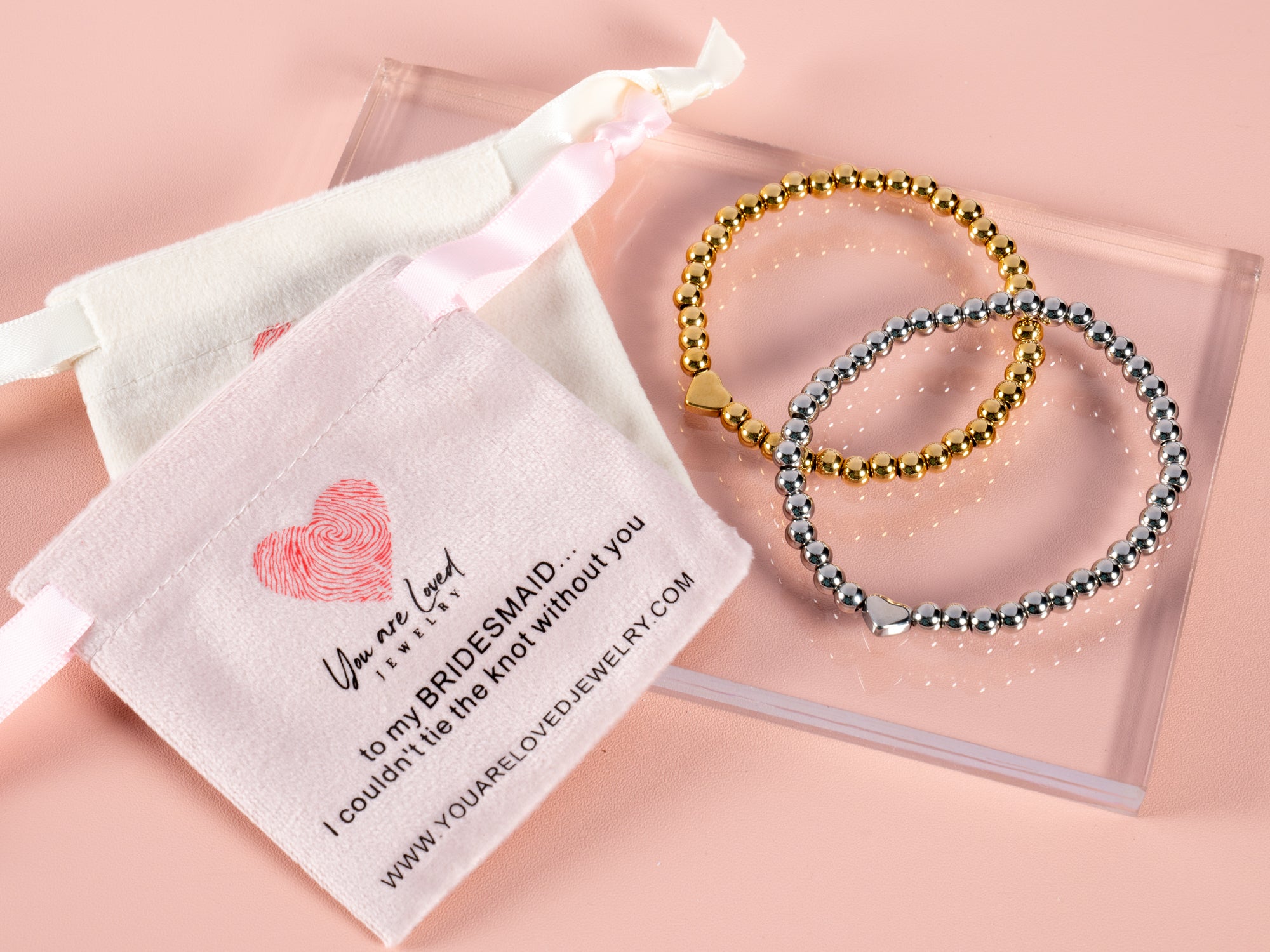 Bridesmaid Stretch Heart Bracelets