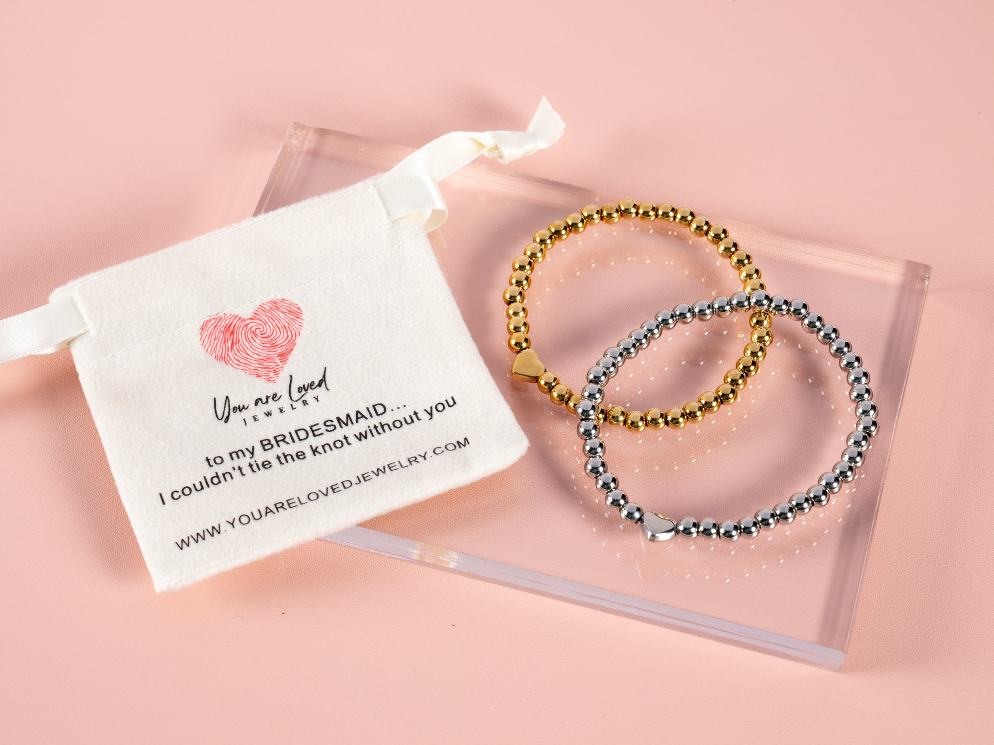 Bridesmaid Stretch Heart Bracelets