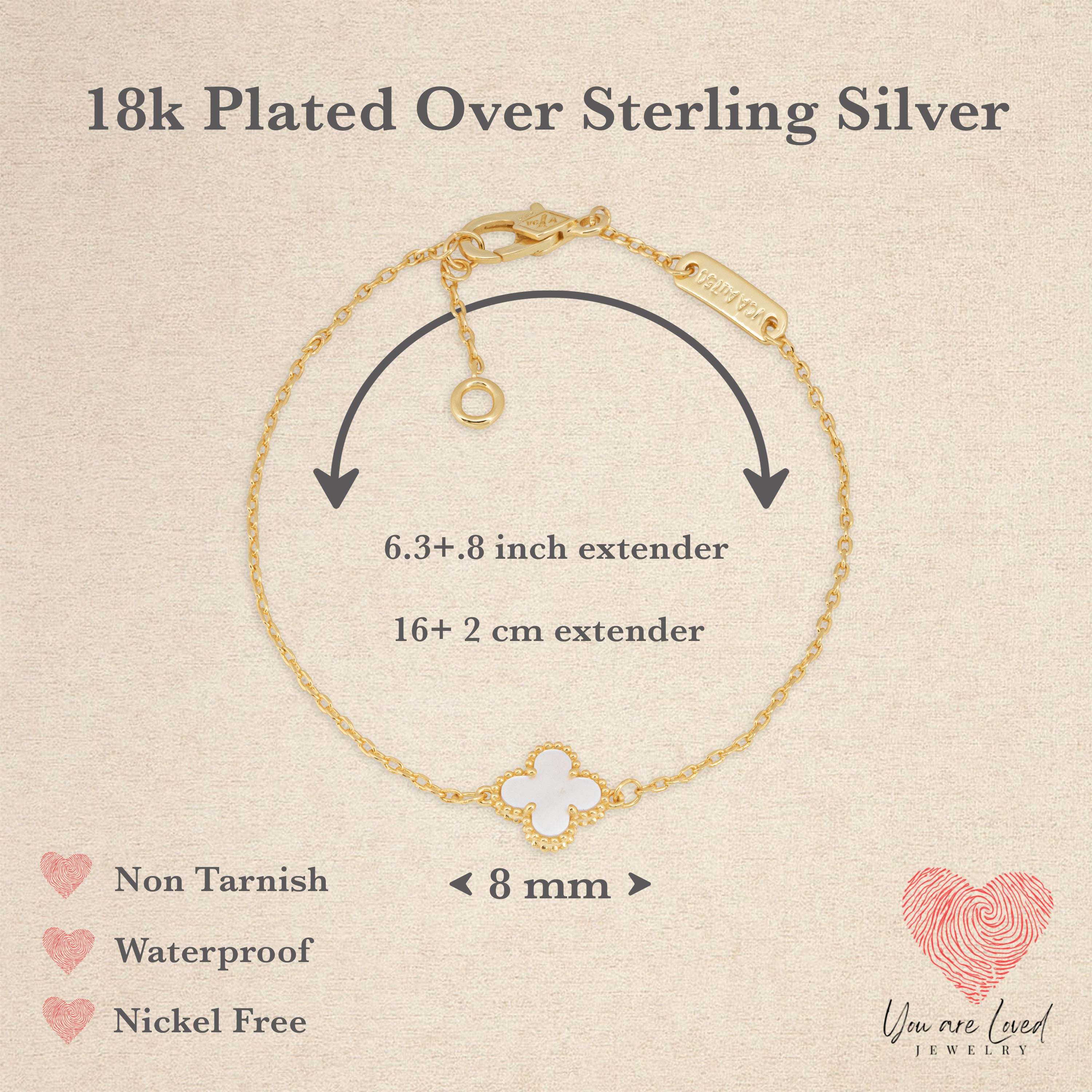 measurments of our four leaf clover bracelet