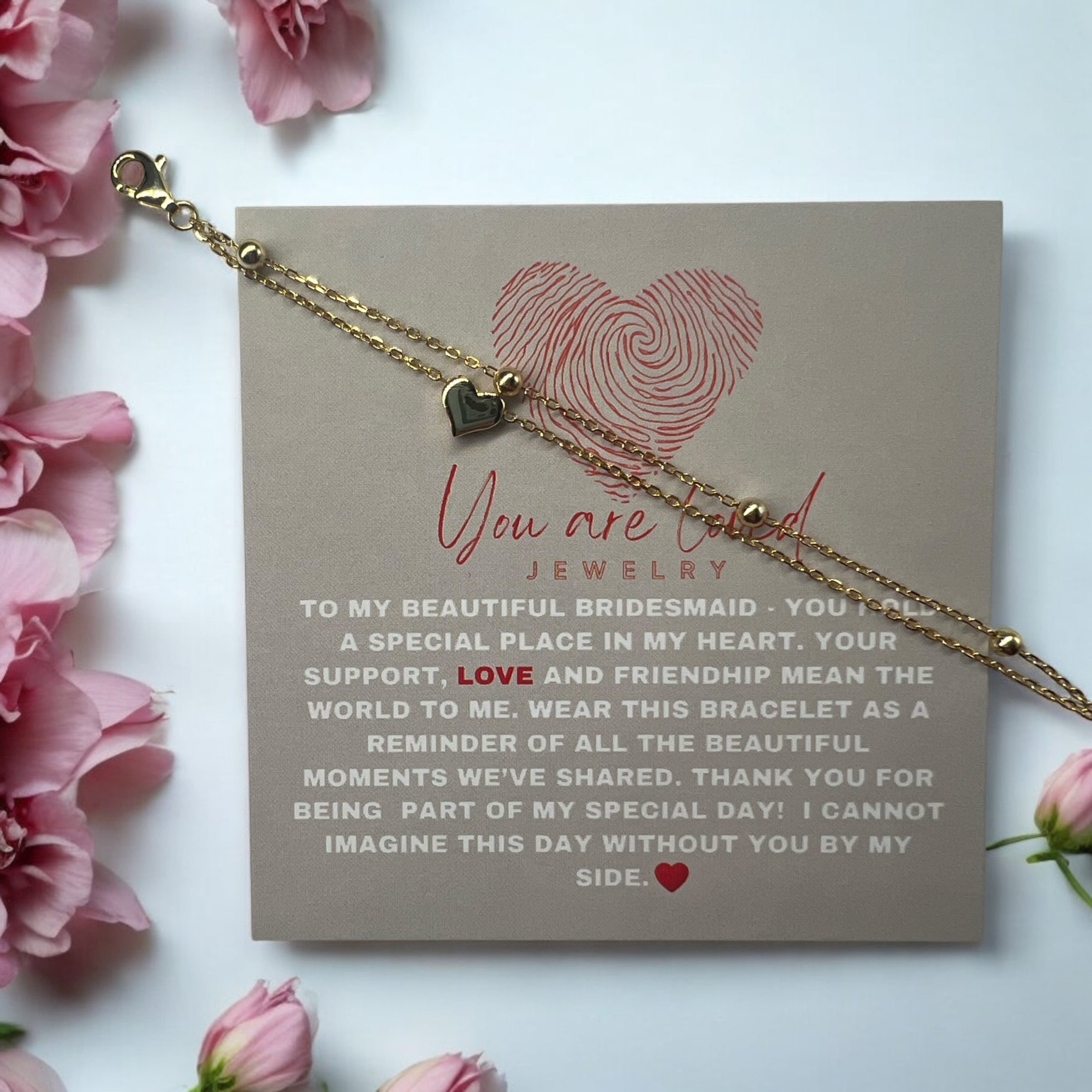 Double Chain Heart Bracelet in Gold Bridal Collection