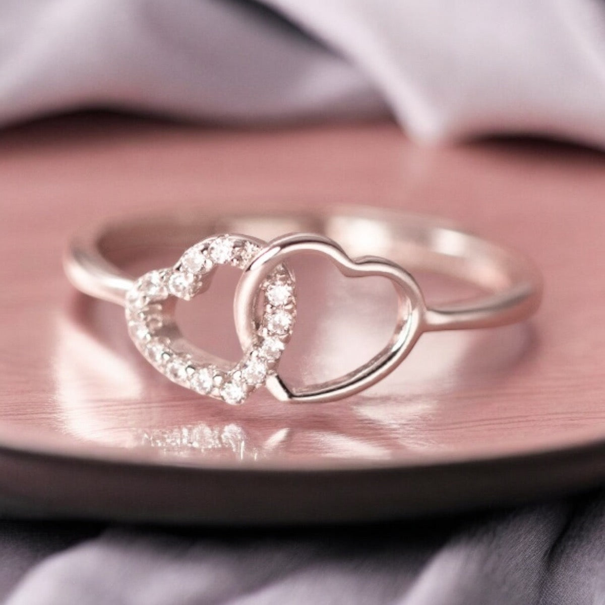 Double Heart Ring in Silver