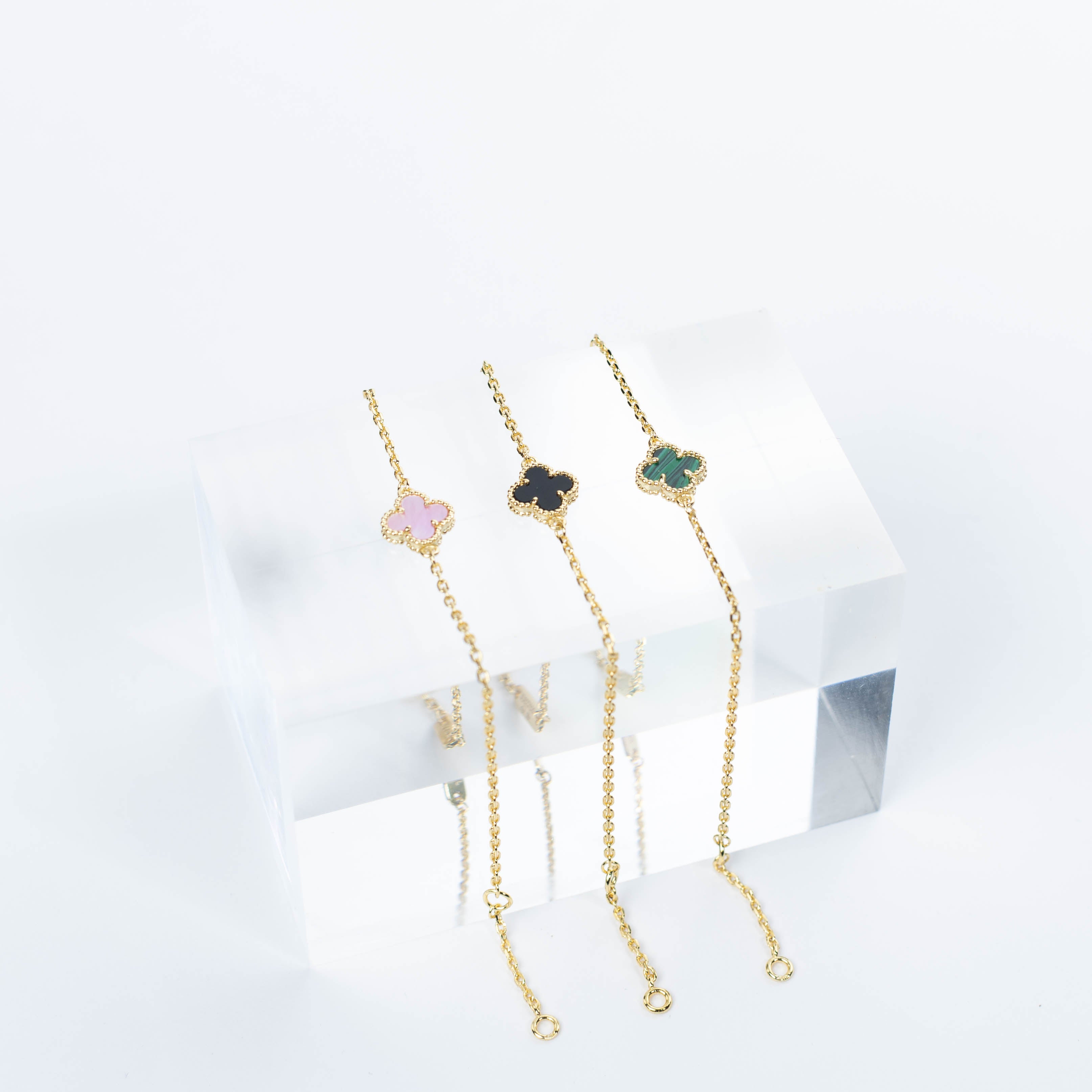 Green, Pink,  Black or White Clover Bracelet