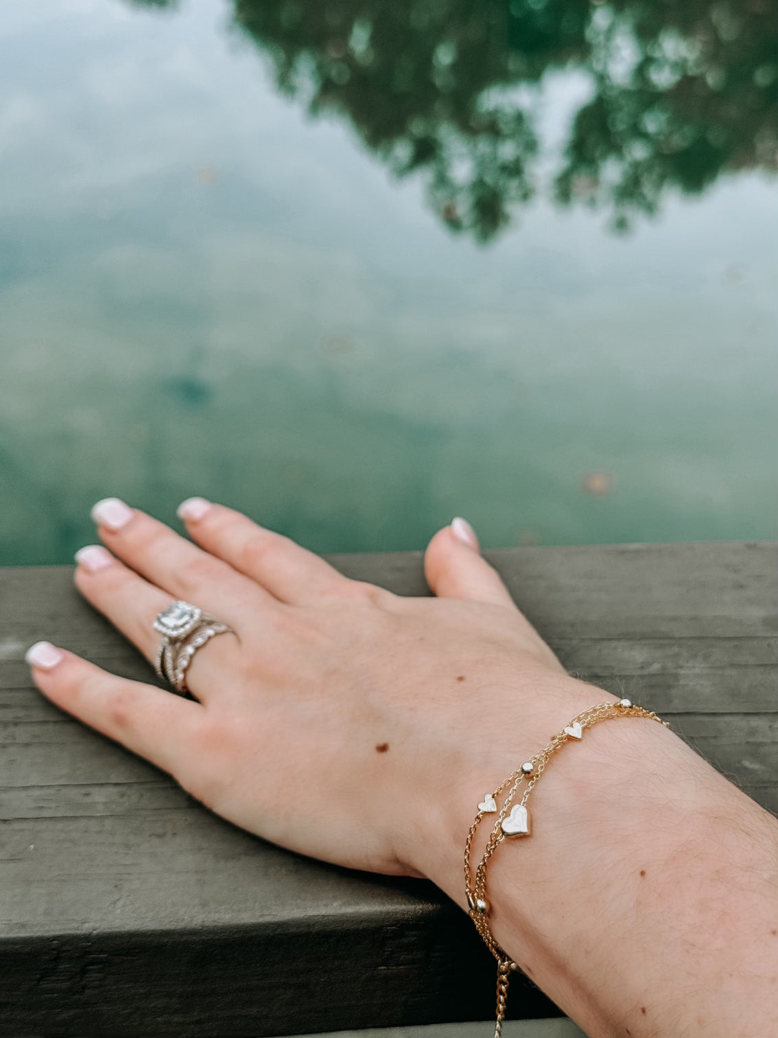 Double Chain Heart Bracelet in Gold